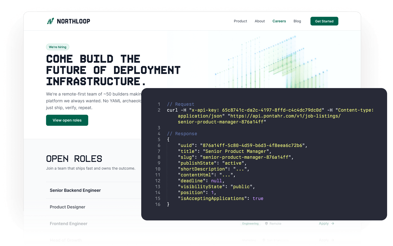 API / embed — jobs embedded on a company's own site