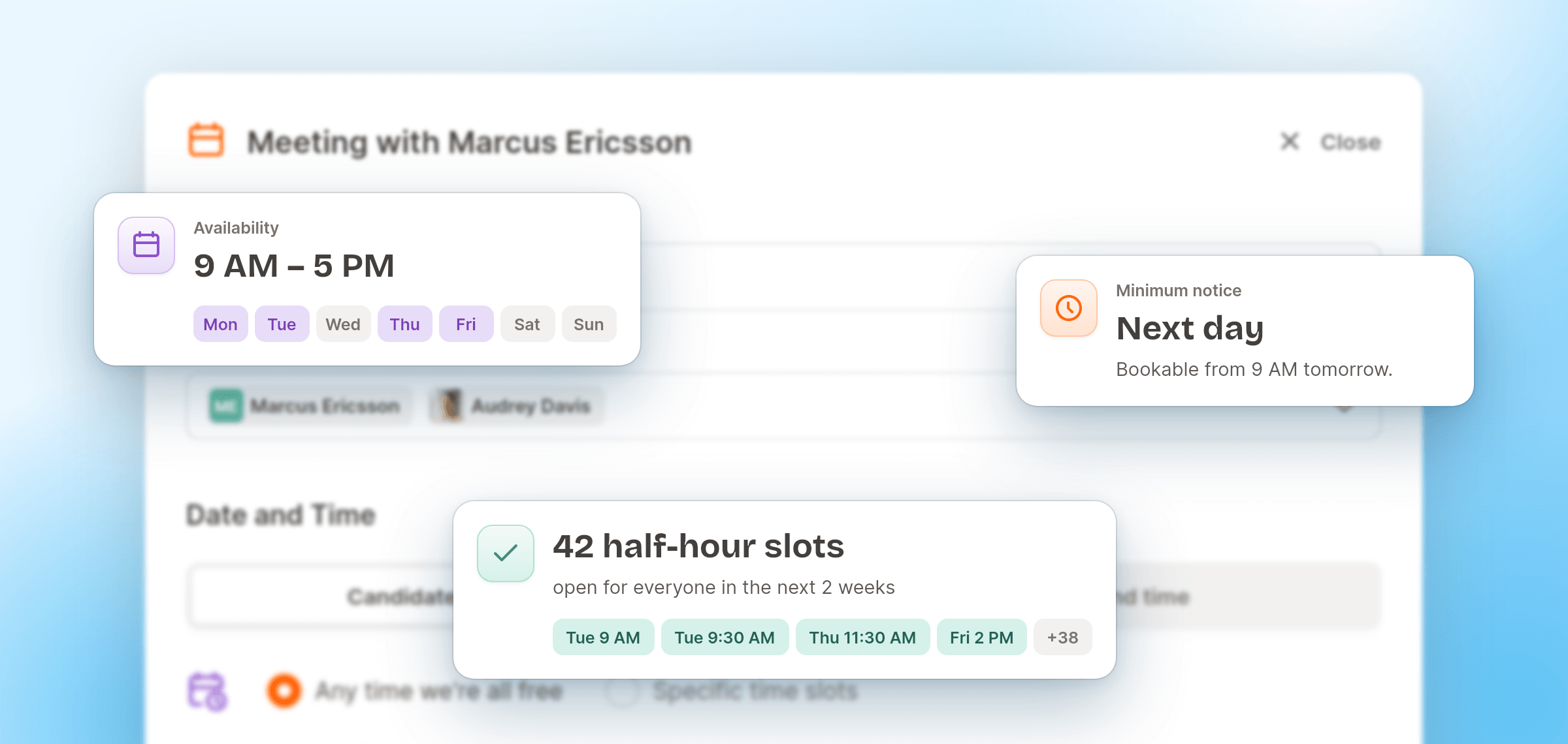 Let candidates book any time your team is free