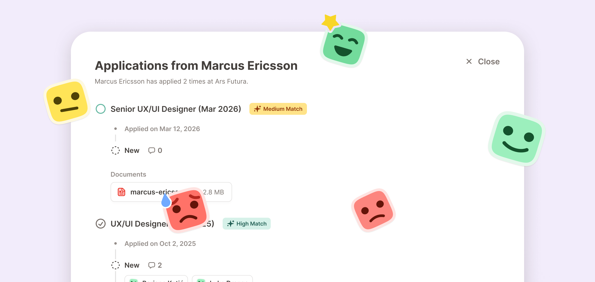 A richer candidate view, more reliable emails, and custom platform emojis