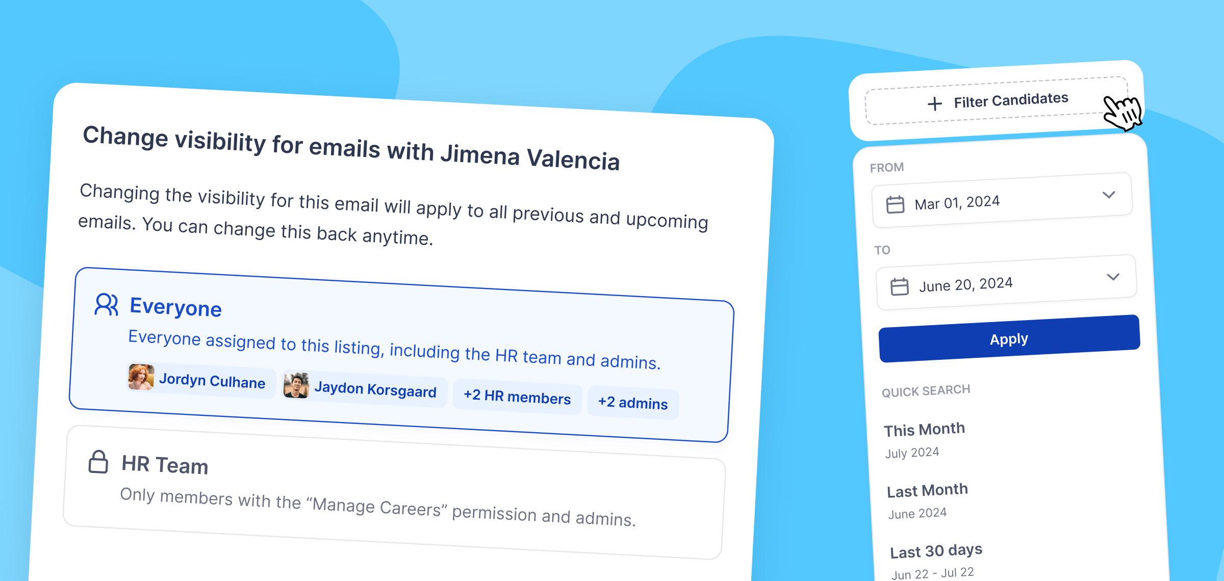 Better email permissions and more candidate filters